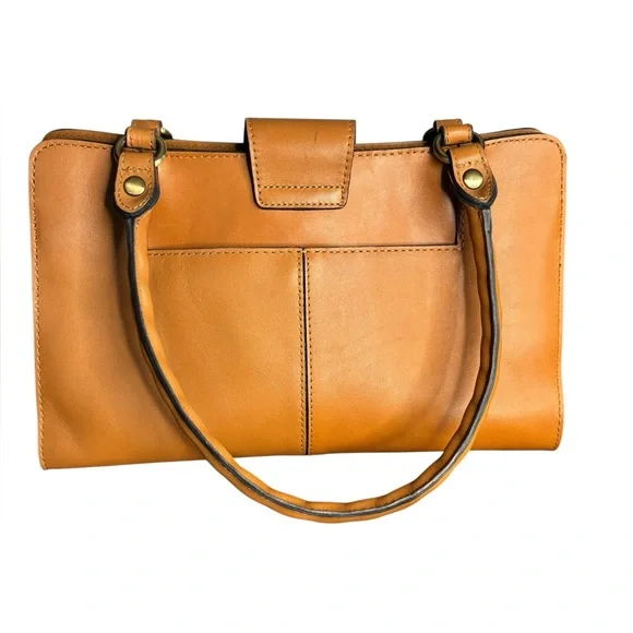 Patricia Nash Tan Leather Satchel Bag Butter Smooth Staple Western - Picture 3 of 14